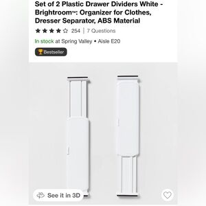 Brightroom White Plastic Drawer Dividers - Set of 2